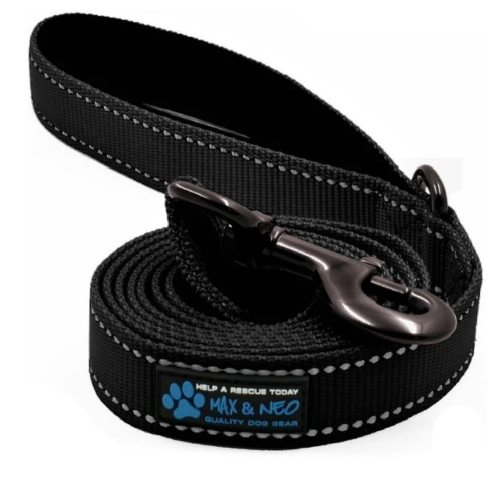 NEW 6 FT x 1" Wide Nylon Reflective Dog Leash Black